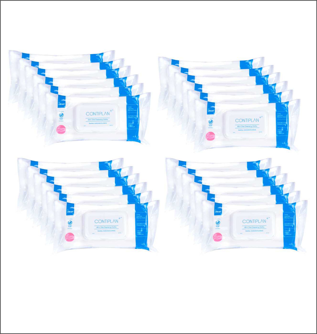Clinell Contiplan - Continence Care Wipes 25, case of 24 packs