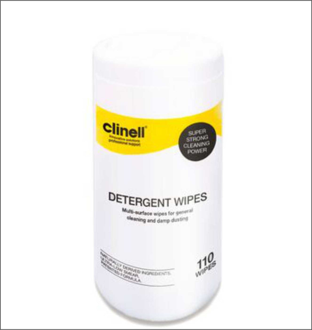 Clinell detergent wipes in a handy tub are ideal for general multi-surface cleaning and damp dusting prior to disinfection.
