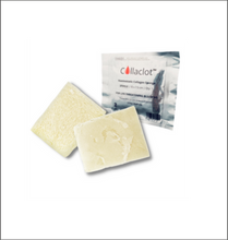 Load image into Gallery viewer, Collaclot_haemostatic_collagen_sponge_for_animal_bleeds_showing_packeged_product_and_sponges
