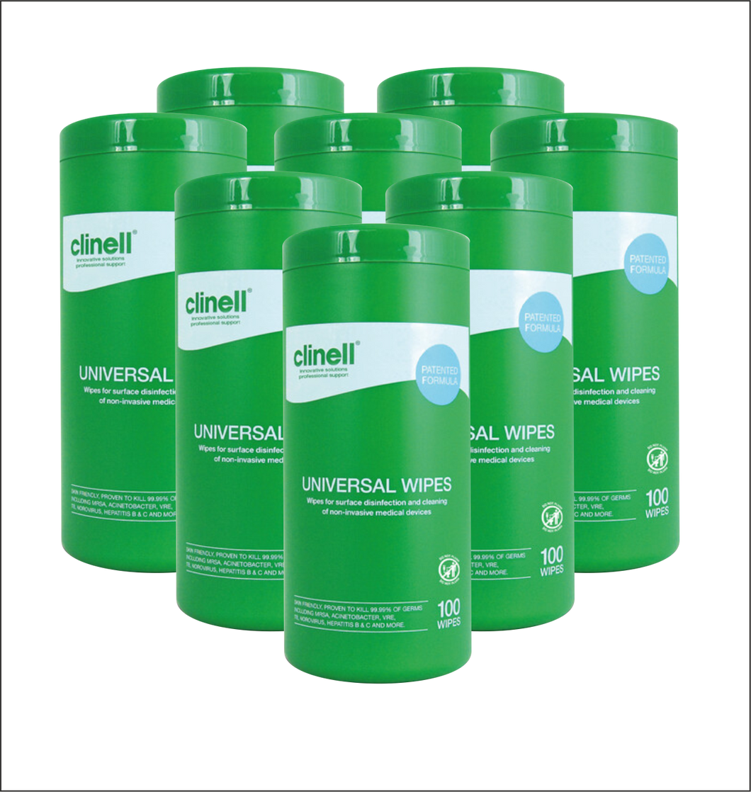 Clinell Universal Wipes Tub 100 - Case of 8